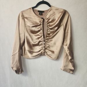 House of Harlow Revolve Satin Ruched Gold Top